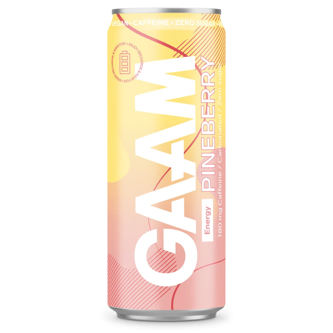 Kelta-vaaleanpunainen tölkki Pineberry-makuista GAAM Energy 330 ml -energiajuomaa., kuva 4/11