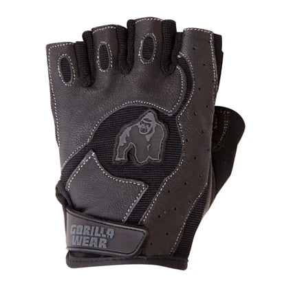 Gorilla Wear Mitchell Training Gloves, musta treenihanska nahkaa ja verkkokangasta tarranauhalla ja logolla., kuva 4/5