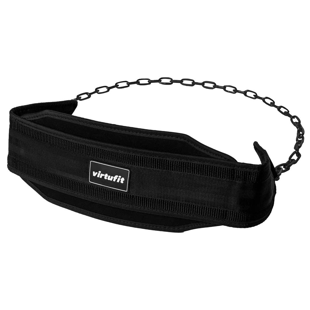 Musta nyloninen Virtufit Nylon Dip Belt Black -dippivyö tukevalla teräsketjulla lisäpainoharjoitteluun., kuva 1/1