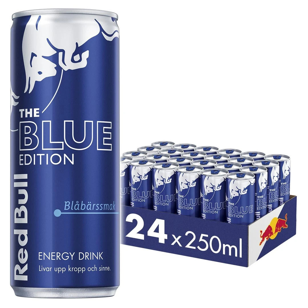 24 x Red Bull Energidryck 250 ml Blue Edition - Blåbär sinisessä lavassa mustikanmakuisilla sinisillä tölkeillä., kuva 1/1