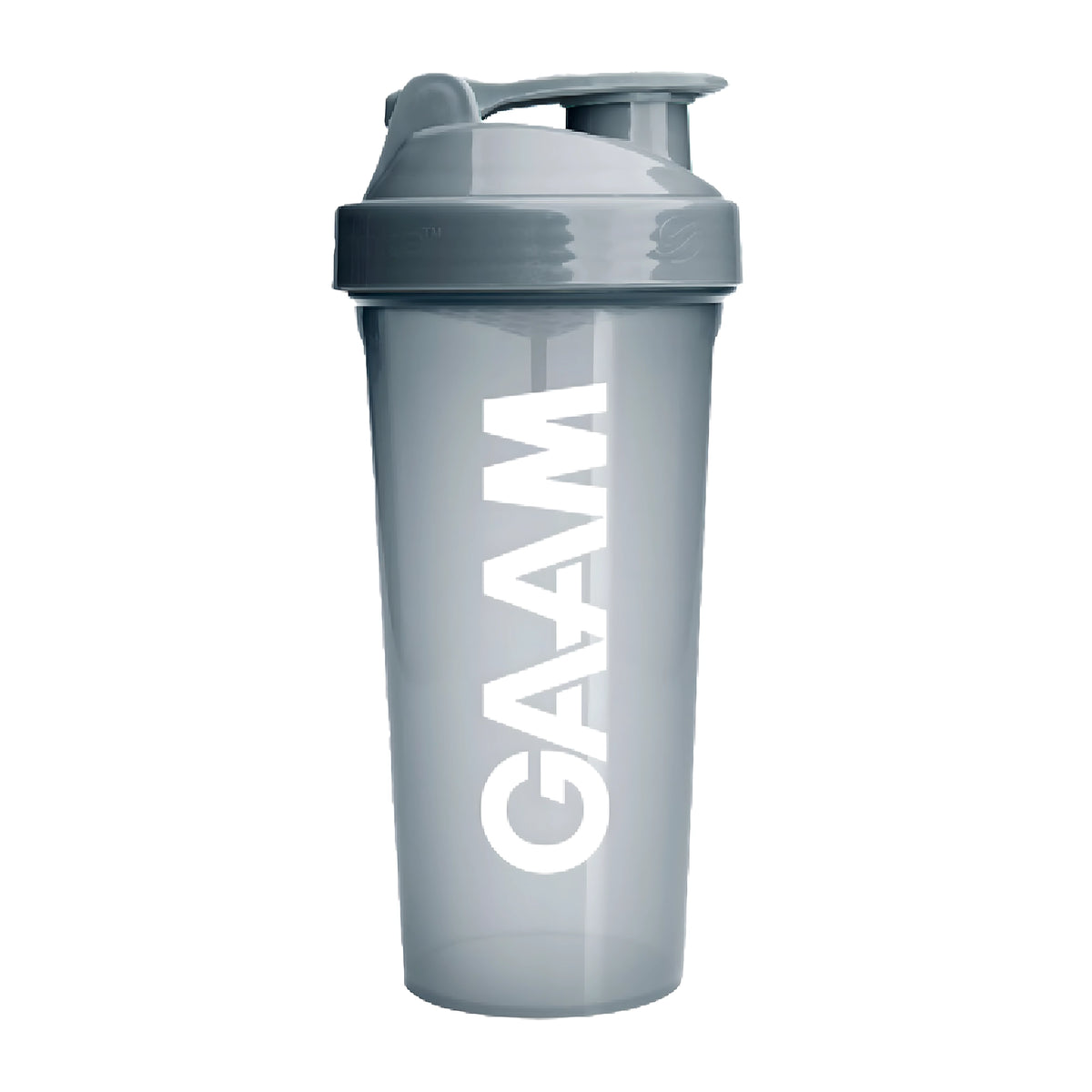 GAAM Shaker 800 ml läpikuultavan harmaana valkoisella logolla ja harmaalla kannella., kuva 1/5