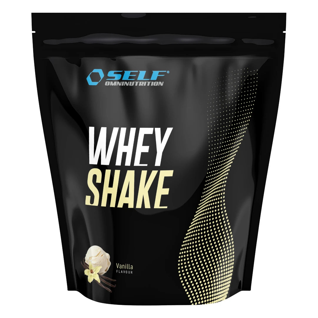 Self Omninutrition Whey Shake 1 kg -proteiinijauhe mustassa pussissa, makuna Vanilla., kuva 1/1