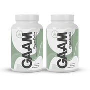 2 x GAAM Vegan Detox 60 caps kahdessa valkoisessa purkissa, joissa on vihreä kuvio ja musta teksti.