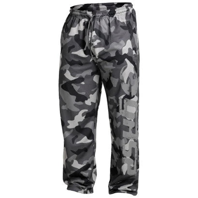 GASP Original Mesh Pants Tactical Camo -treenihousut verkkokangasta harmaalla maastokuviolla ja isolla logolla., kuva 4/5