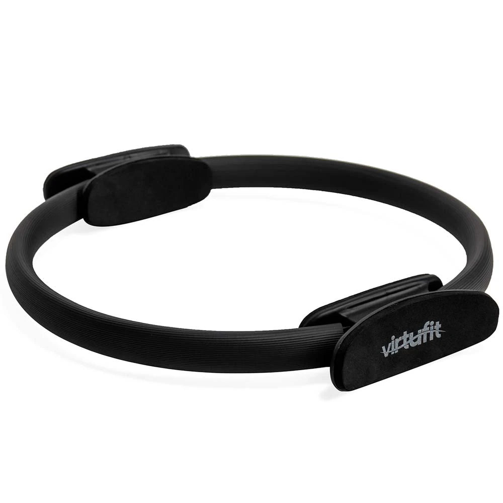 Musta lasikuituinen Virtufit Pilates Ring pehmustetuilla kahvoilla tehokkaaseen pilates-harjoitteluun., kuva 1/1