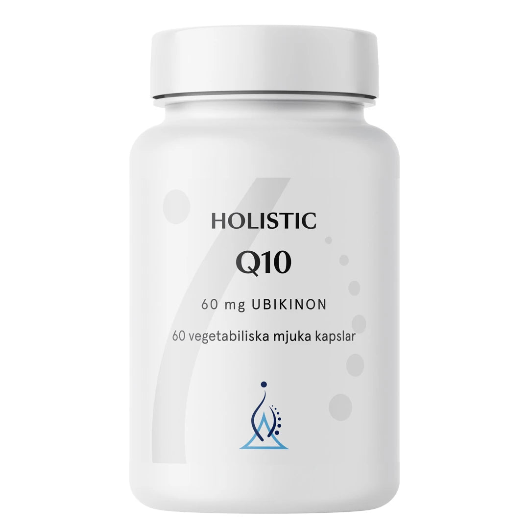Holistic Q10 60 mg 60 caps tyylikkäässä valkoisessa muovipurkissa., kuva 1/1