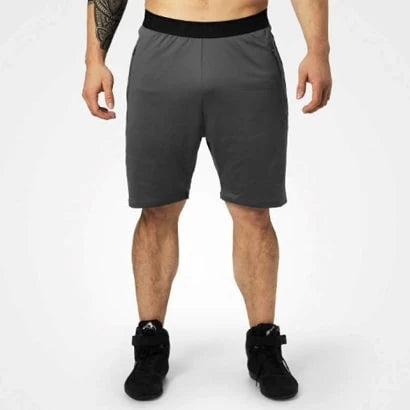 Tummanharmaat Better Bodies Brooklyn Gym Shorts Iron -miesten treenishortsit mustalla joustavalla vyötäröllä., kuva 2/2